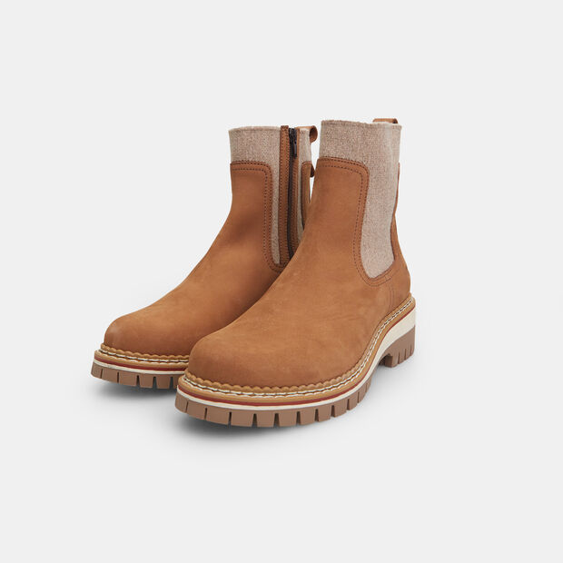 Bottines pour femme en cuir nubuck et tissu Weinbrenner, Marron