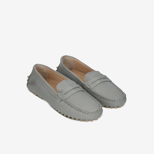 Mocassins pour femme en cuir, Gris