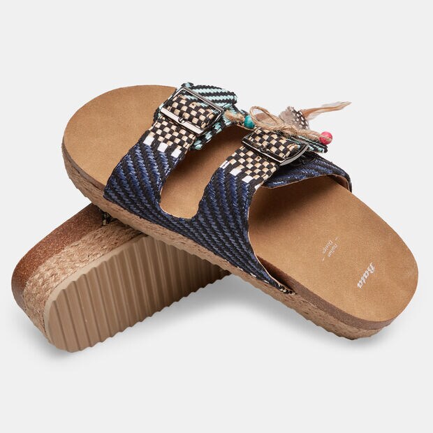 Nu-pieds pour femme avec plateforme, Bleu