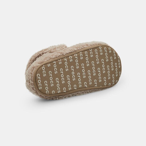 Sabot pour femme Crocs avec fourrure &eacute;cologique, Beige