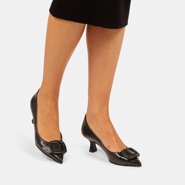 Escarpins avec talon midi et boucle, Noir