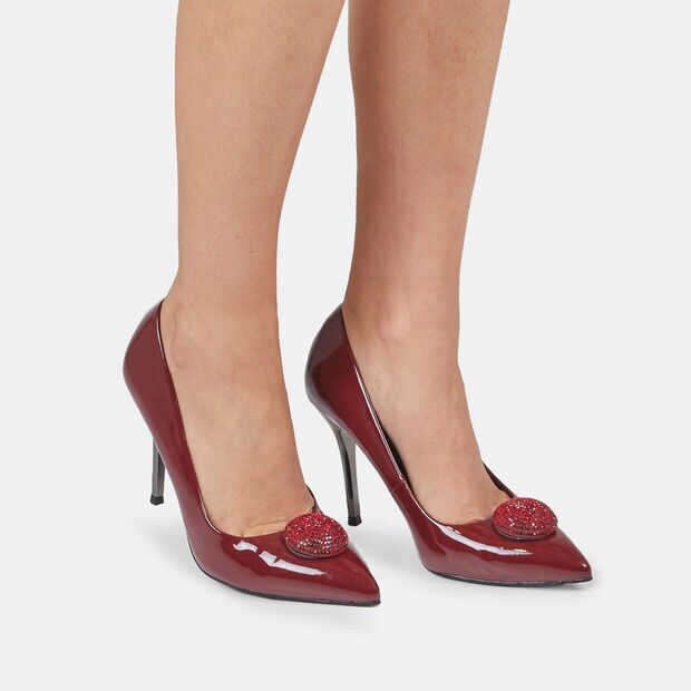 Escarpins pour femme avec d&eacute;tail bijou et talon dor&eacute;, 