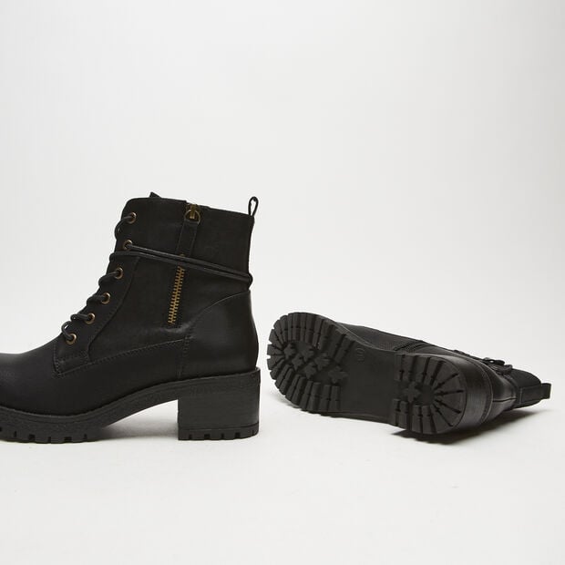 Bottes de combat pour femme avec zip lat&eacute;ral, Noir