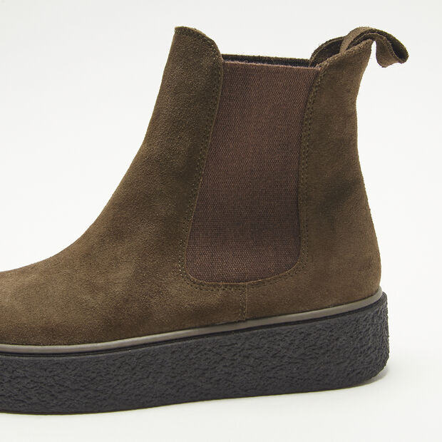 Bottines Chelsea en cuir velours, Vert