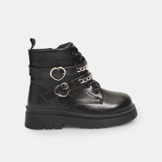 Boots pour fille Bubblegummers avec boucle en forme de c&oelig;ur, Noir