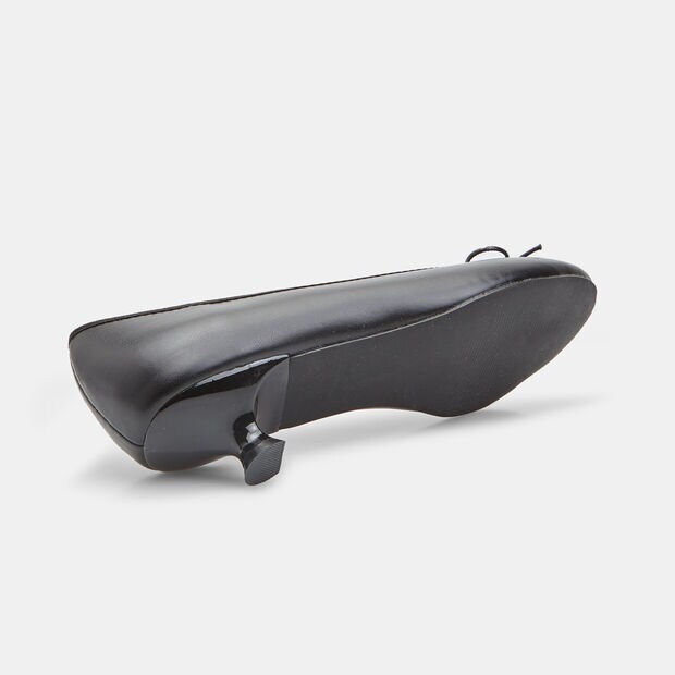 Escarpins pour femme &agrave; talon bas et bout rond avec n&oelig;ud, Noir