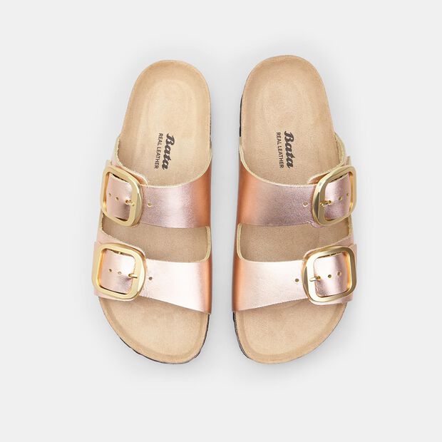 Chaussons en cuir pour femme Bata, Rose