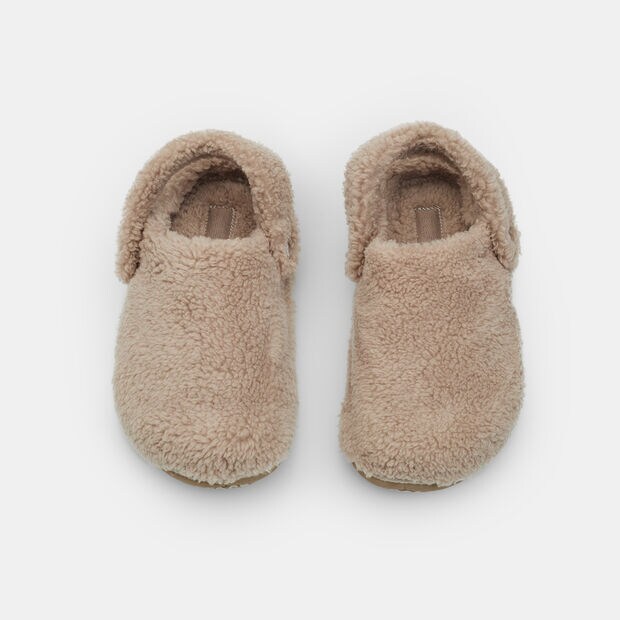 Sabot pour femme Crocs avec fourrure &eacute;cologique, Beige