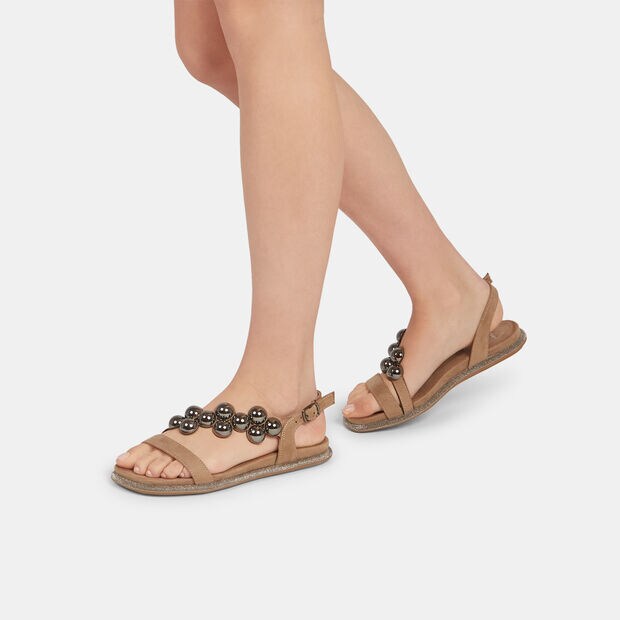 Sandales plates pour femme , Taupe