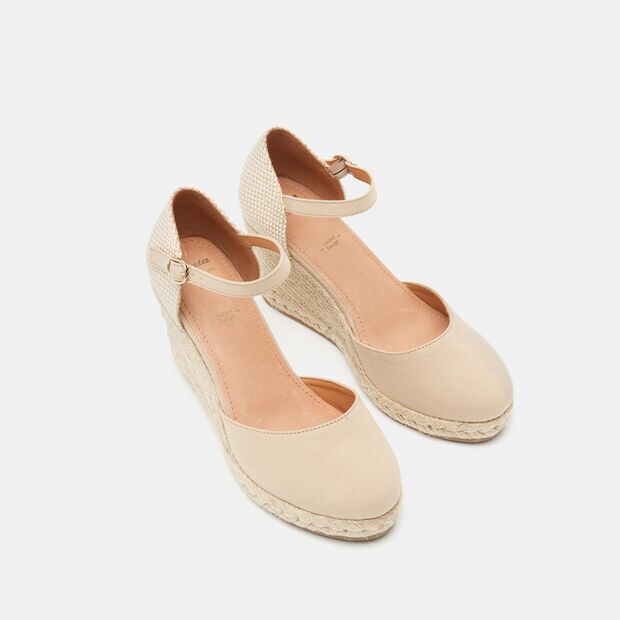 Espadrilles pour femme avec semelle compens&eacute;e de 8 cm BATA, Beige