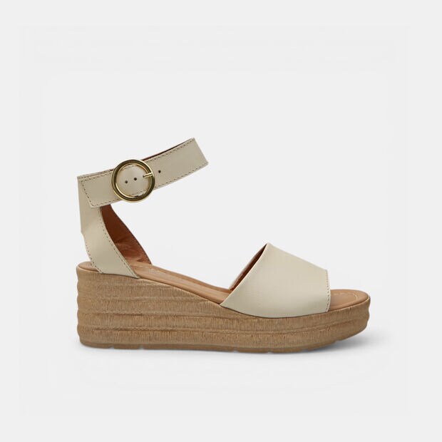 Sandale femme avec semelle compens&eacute;e et bride &agrave; la cheville Bata, Blanc