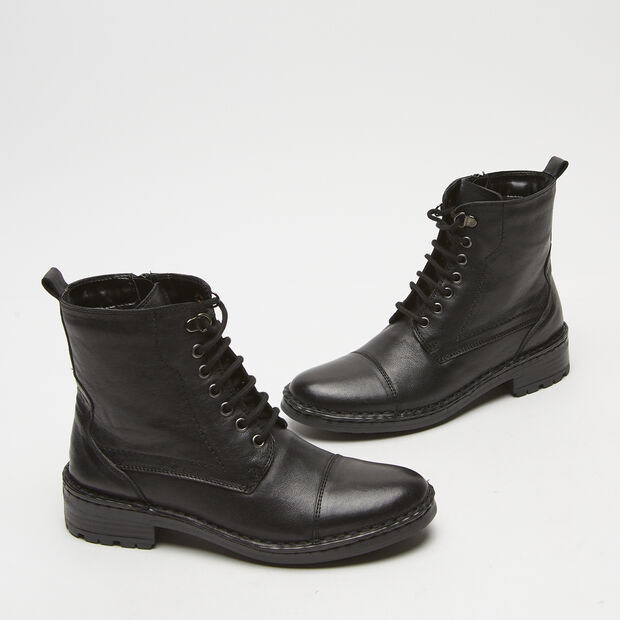 Boots pour femme en cuir nubuck, Noir