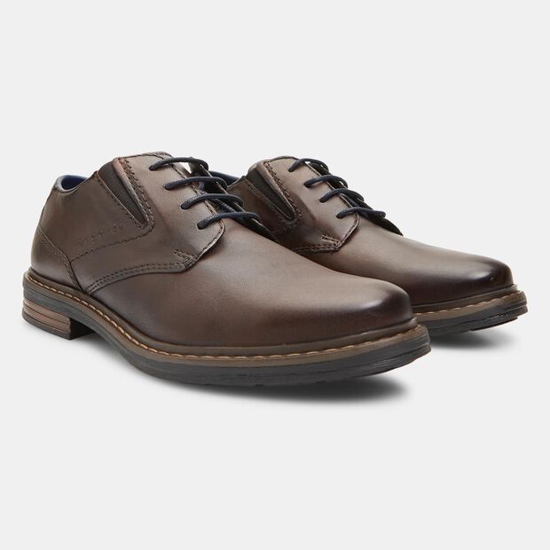 Derby homme en cuir Bugatti avec lacets, Marron