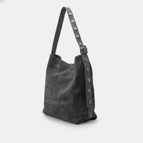 Sac hobo pour femme en daim Bata, Noir