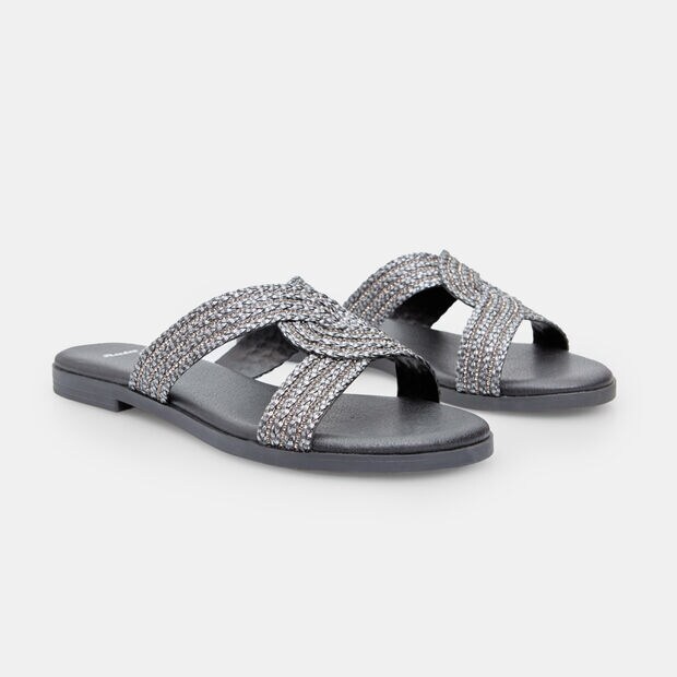 Mule pour femme avec bandes entrelac&eacute;es, 