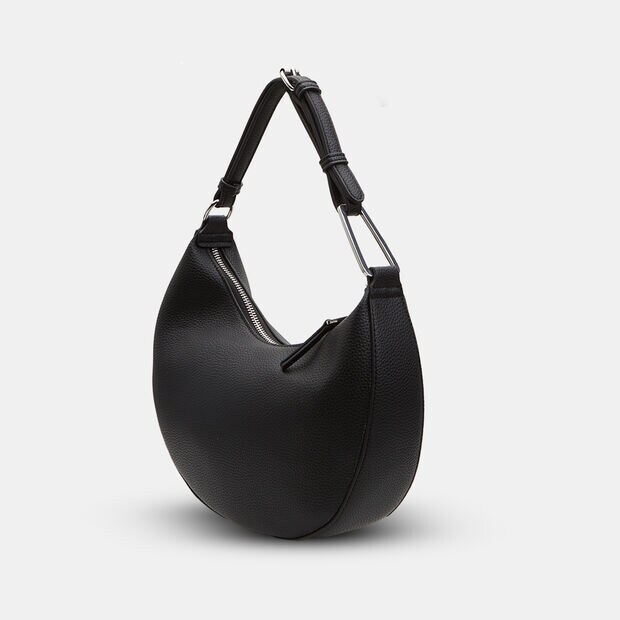 Sac hobo pour femme avec fermeture &eacute;clair et bandouli&egrave;re, Noir
