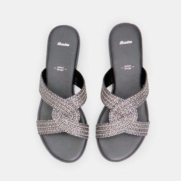 Mule pour femme avec bandes entrelac&eacute;es, 