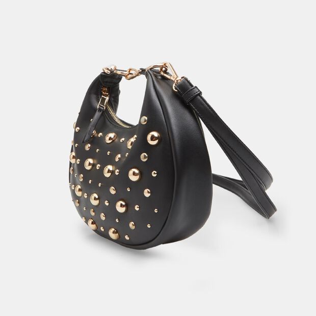 Sac bandouli&egrave;re pour femme avec rivets, Noir