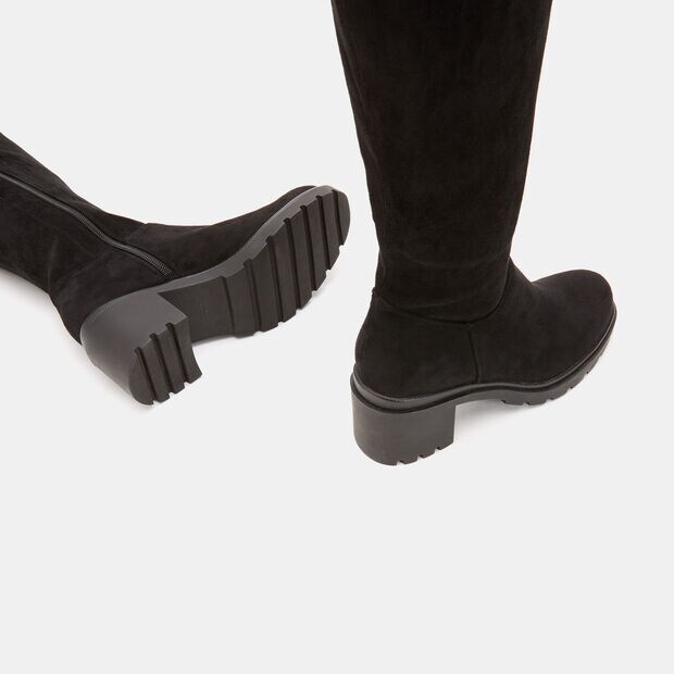 Bottes cuissardes en cuir velours, Noir
