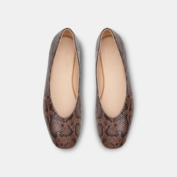 Ballerine plates pour femme avec bout carr&eacute;, Marron
