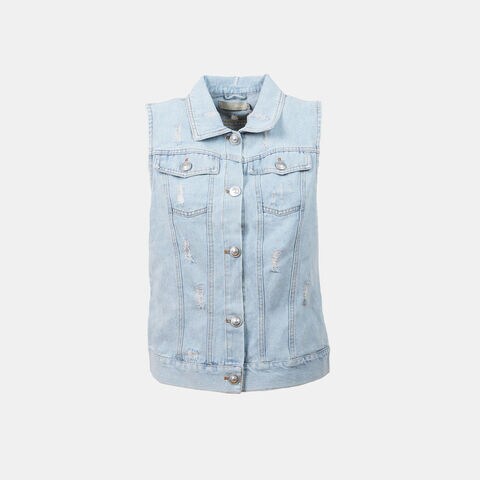 Gilet en denim pour femme, Bleu