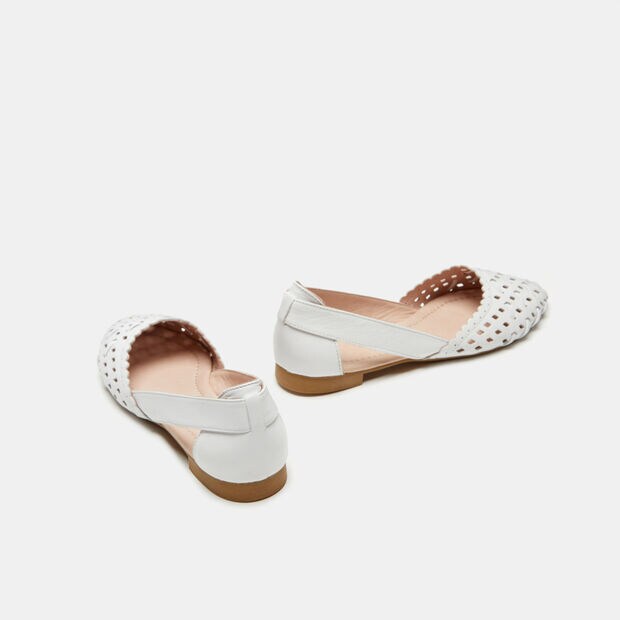 Ballerines en cuir pour femme, Blanc