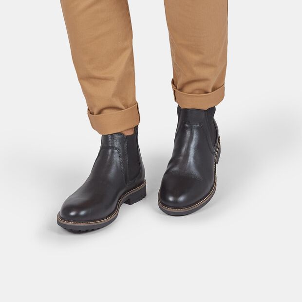 Bottines Chelsea en cuir v&eacute;ritable, 