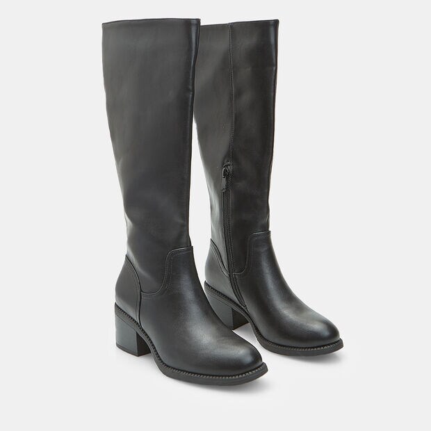 Bottes hautes pour femme avec talon moyen, Noir