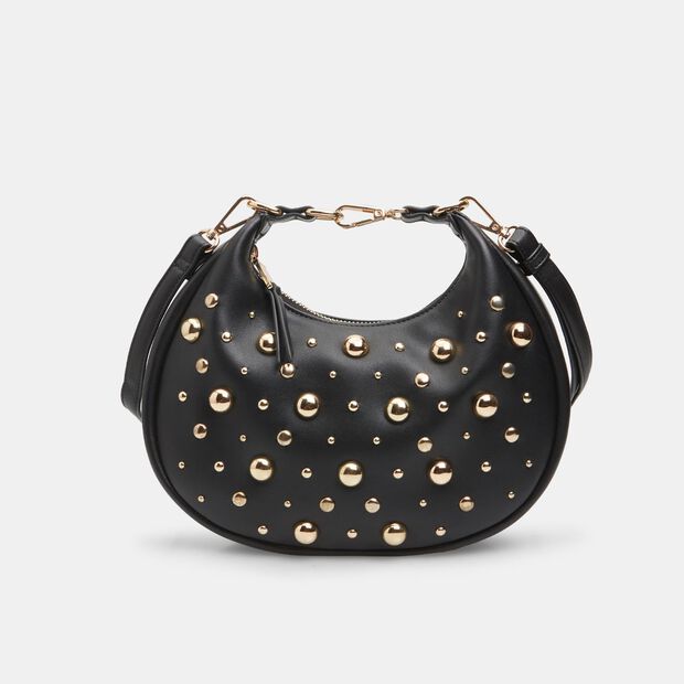 Sac bandouli&egrave;re pour femme avec rivets, Noir