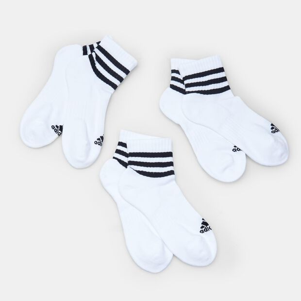 Trois paires de chaussettes unisexes Adidas, Blanc