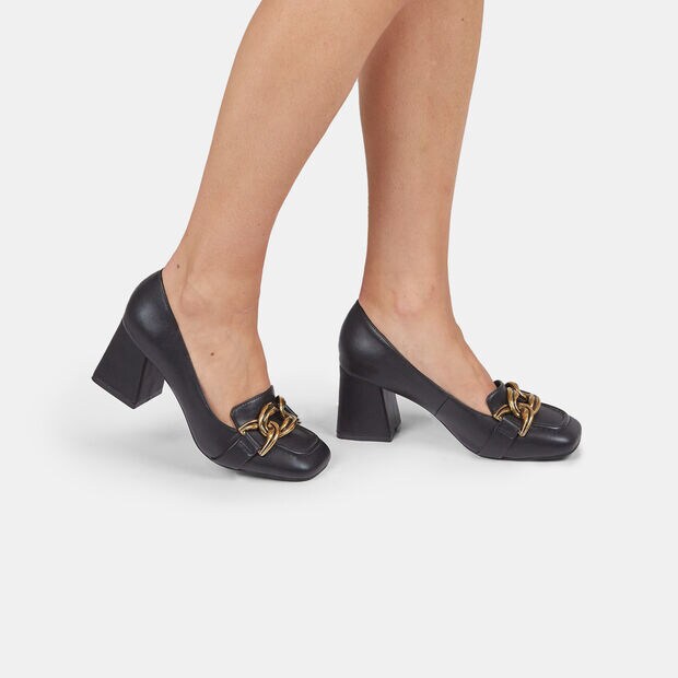 Escarpins pour femme Bata Red Label avec cha&icirc;ne, Noir
