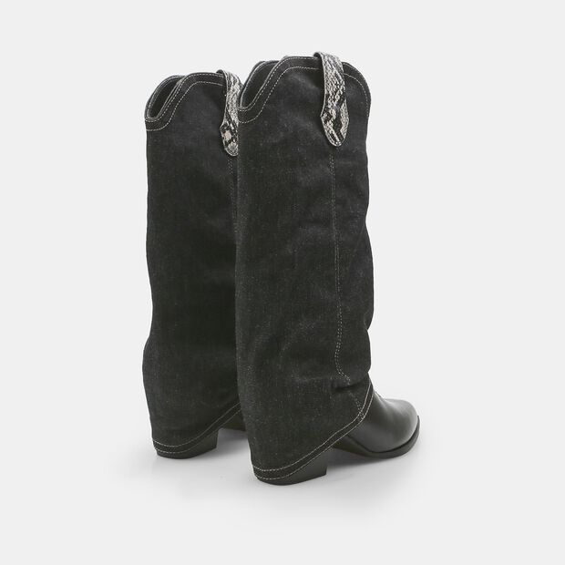 Bottes &agrave; talon pour femme avec d&eacute;tails imprim&eacute;s python Bata Red Label, Noir