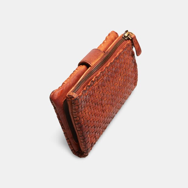 Portefeuille en cuir tress&eacute; pour femme, 
