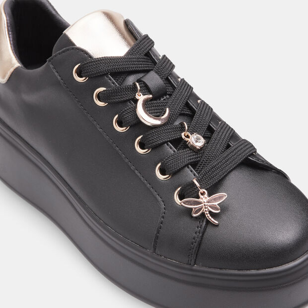 Sneakers pour femme avec lacets et applications bijou, 
