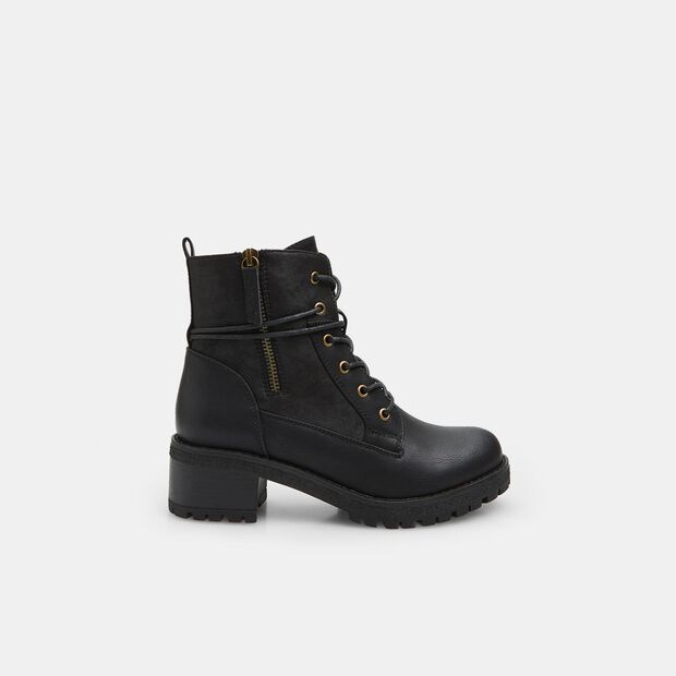 Bottes de combat pour femme avec zip lat&eacute;ral, Noir