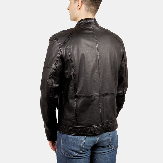 Veste motarde pour homme en cuir, 