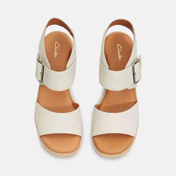 Sandales pour femme avec semelle compens&eacute;e Clarks Kimmei Hi Strap, Blanc