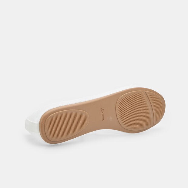 Ballerine plates pour femme avec tige en mesh et petit n&oelig;ud, Blanc