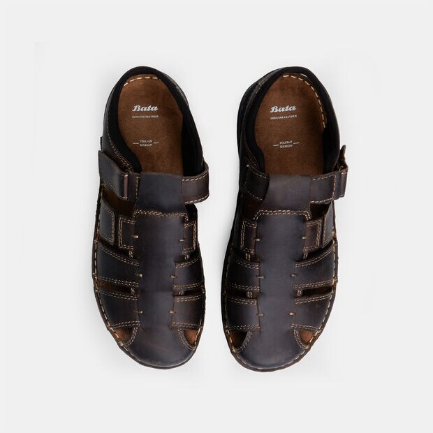 Sandales pour homme en nubuck, Marron