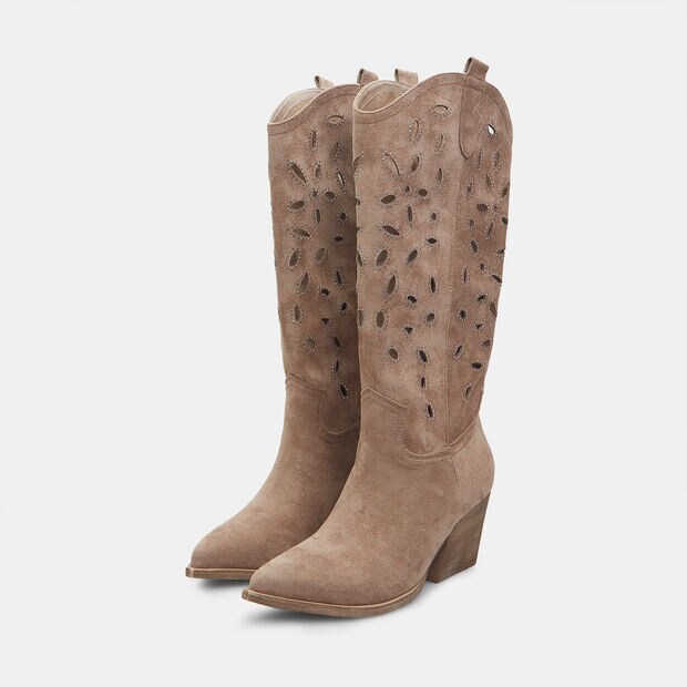 Bottes de cowboy pour femme avec talon 7 cm BATA, Kaki