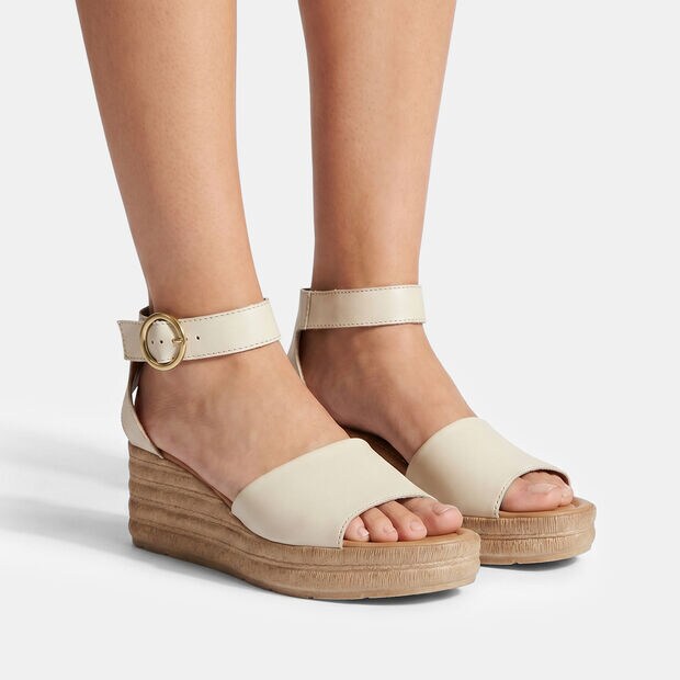 Sandale femme avec semelle compens&eacute;e et bride &agrave; la cheville Bata, Blanc