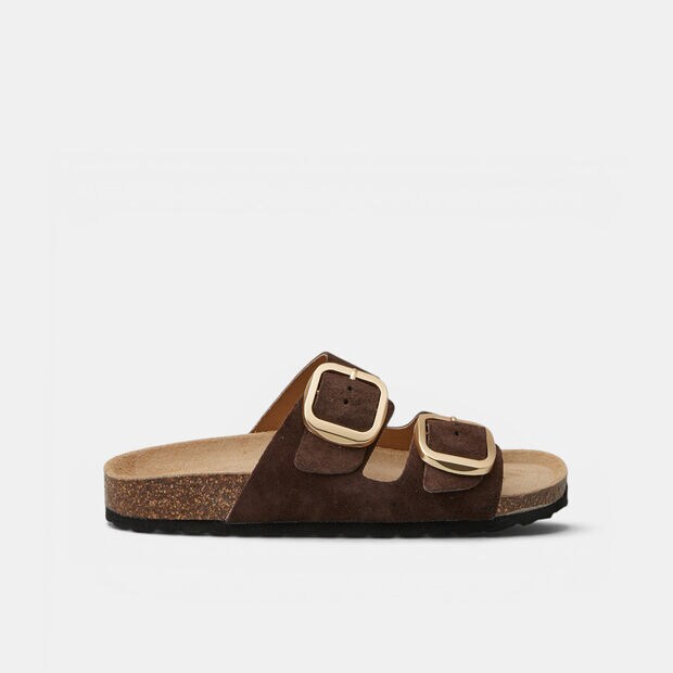 Sandales &agrave; double bride pour femme Bata, Marron