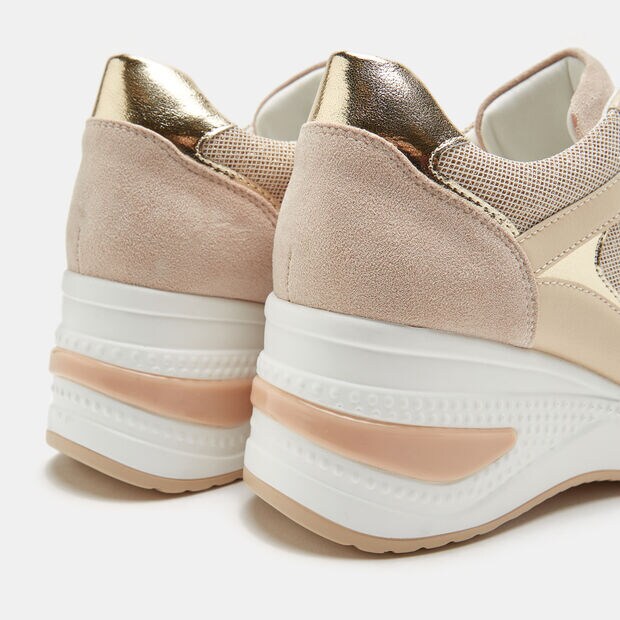 Baskets classiques avec plateforme, Beige