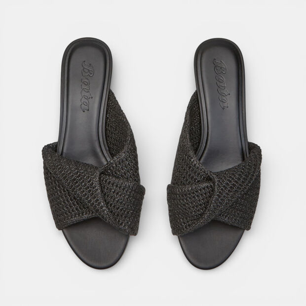 Sandale pour femme Bata avec talon et bride crois&eacute;e, Noir