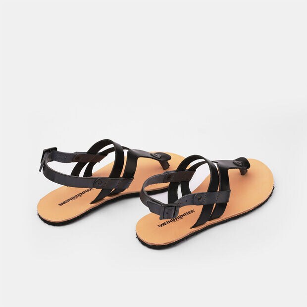 Sandales pour femme Weinbrenner Barefoot en cuir, Noir