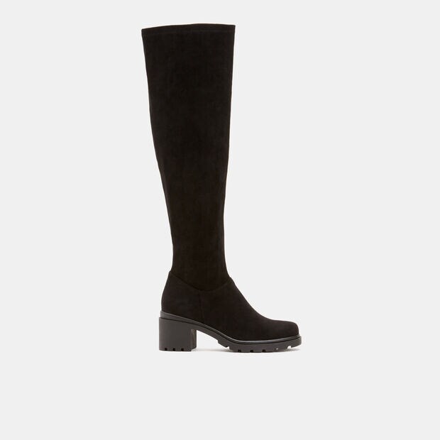 Bottes cuissardes en cuir velours, Noir