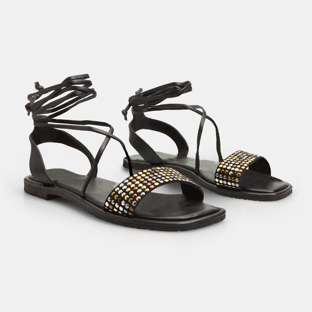 Sandales en cuir pour femme, Noir