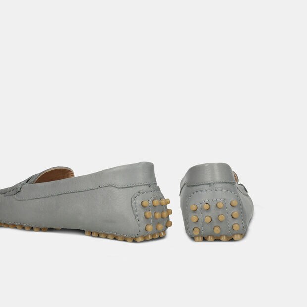 Mocassins pour femme en cuir, Gris