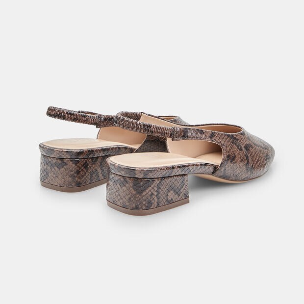 Escarpins slingback pour femme avec talon bloc, Marron