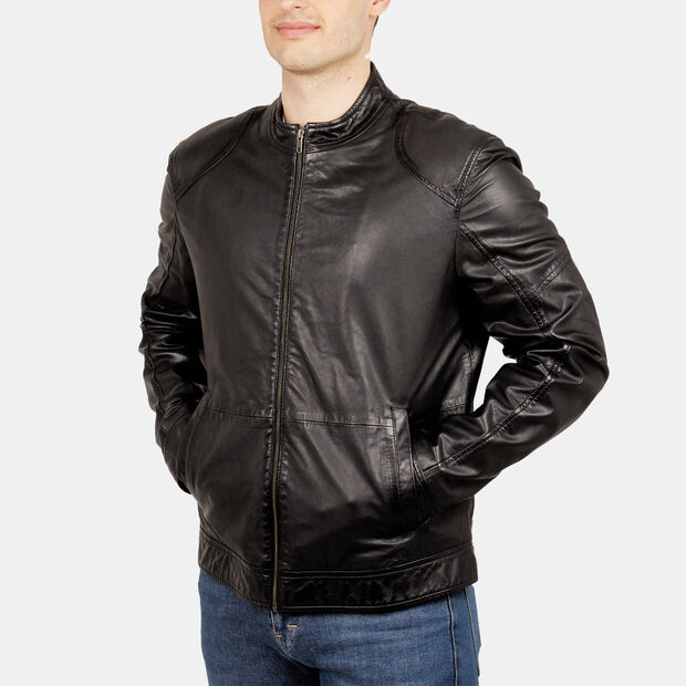 Veste motarde pour homme en cuir, 
